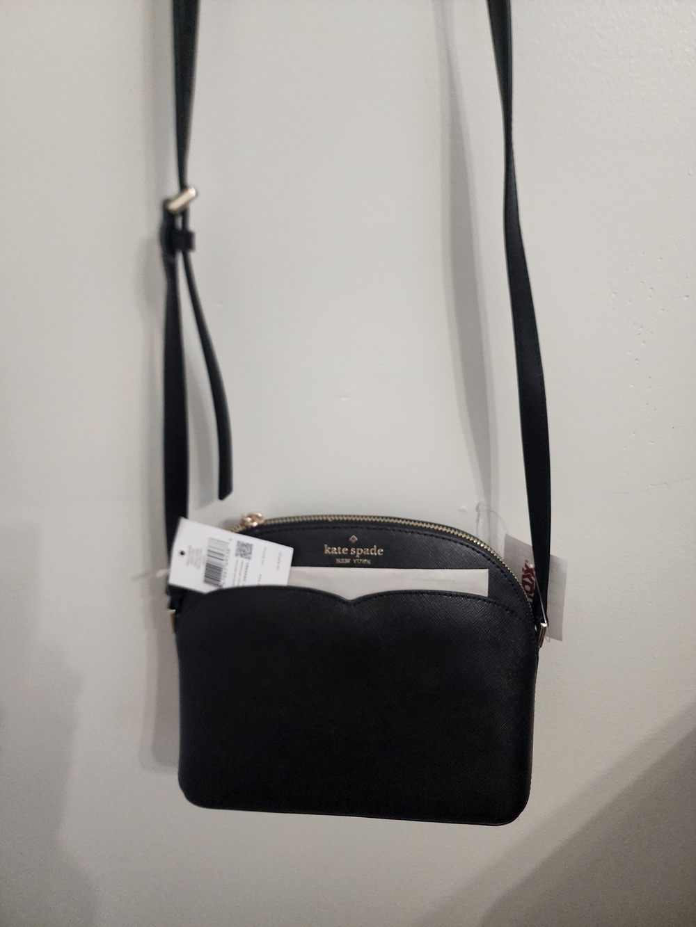 kate spade black leather scallop-trim crossbody bag